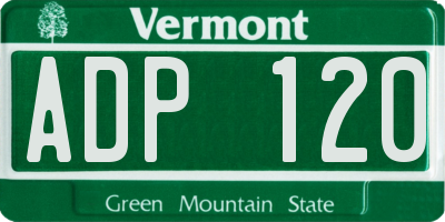 VT license plate ADP120