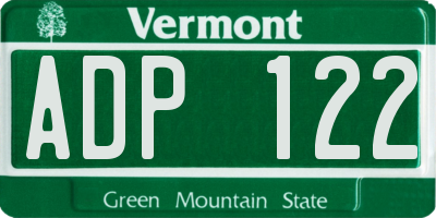 VT license plate ADP122