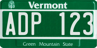 VT license plate ADP123