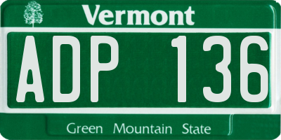 VT license plate ADP136