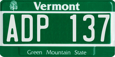 VT license plate ADP137