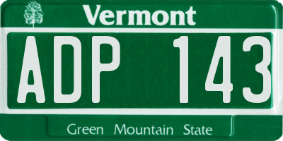 VT license plate ADP143