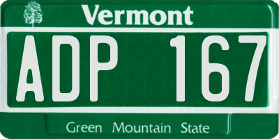 VT license plate ADP167
