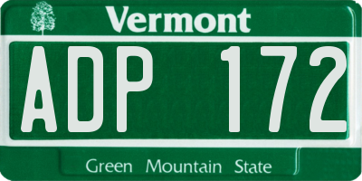VT license plate ADP172