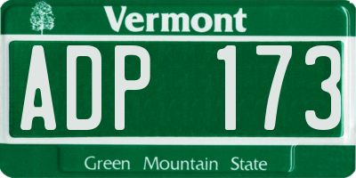 VT license plate ADP173
