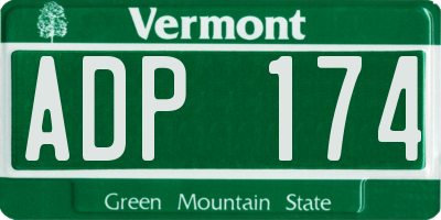 VT license plate ADP174