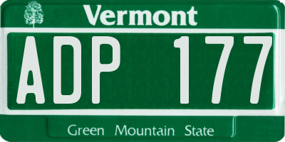 VT license plate ADP177
