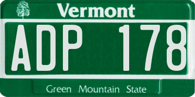 VT license plate ADP178