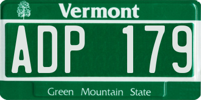 VT license plate ADP179