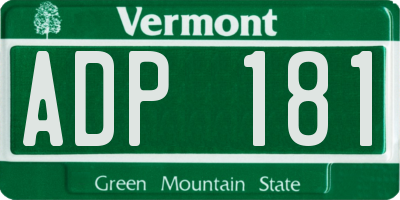 VT license plate ADP181