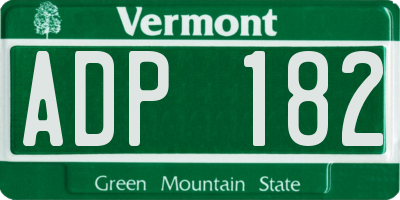 VT license plate ADP182