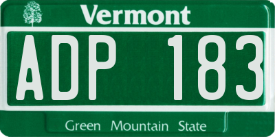VT license plate ADP183