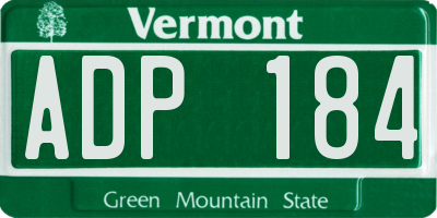 VT license plate ADP184