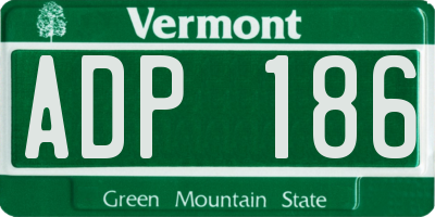 VT license plate ADP186