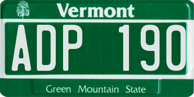 VT license plate ADP190