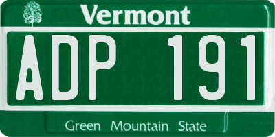 VT license plate ADP191