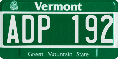VT license plate ADP192