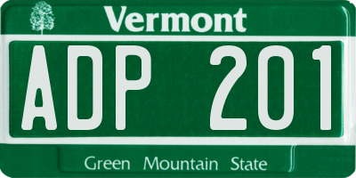 VT license plate ADP201
