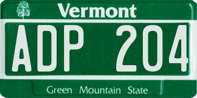 VT license plate ADP204