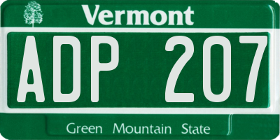 VT license plate ADP207