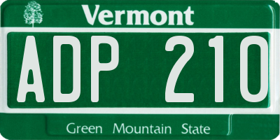 VT license plate ADP210