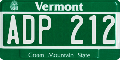 VT license plate ADP212