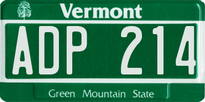 VT license plate ADP214