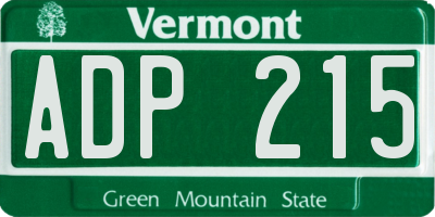 VT license plate ADP215