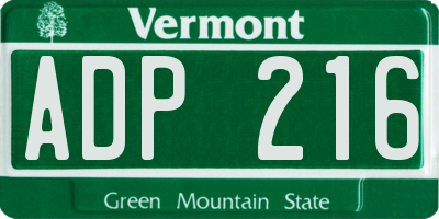 VT license plate ADP216