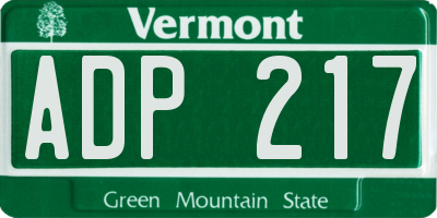 VT license plate ADP217