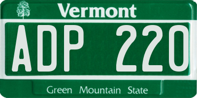 VT license plate ADP220