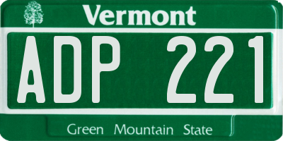 VT license plate ADP221