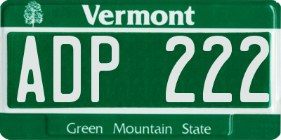 VT license plate ADP222