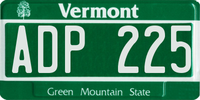 VT license plate ADP225