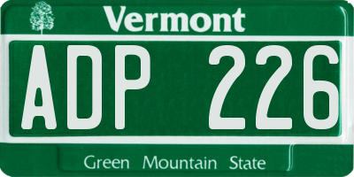 VT license plate ADP226