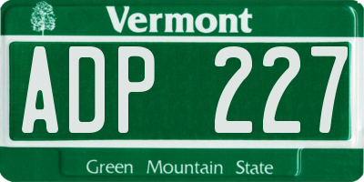 VT license plate ADP227