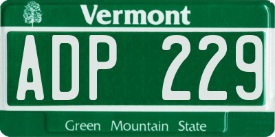 VT license plate ADP229