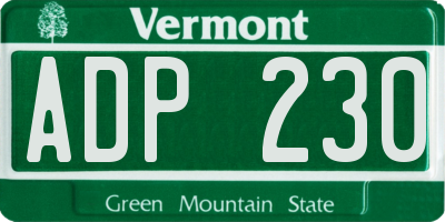VT license plate ADP230