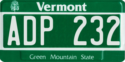 VT license plate ADP232