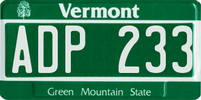 VT license plate ADP233