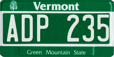 VT license plate ADP235