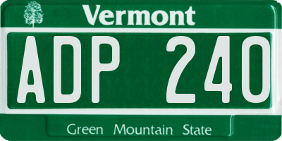 VT license plate ADP240