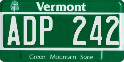 VT license plate ADP242