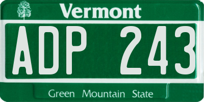 VT license plate ADP243