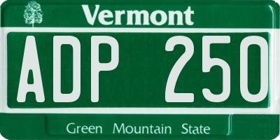 VT license plate ADP250