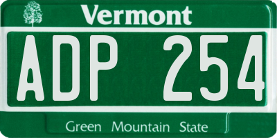 VT license plate ADP254