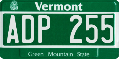 VT license plate ADP255