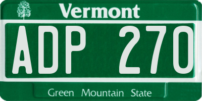 VT license plate ADP270