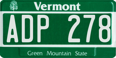 VT license plate ADP278
