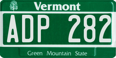VT license plate ADP282